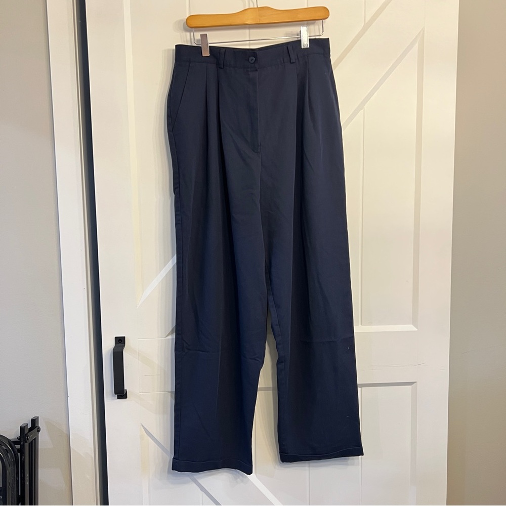 Navy Pleated Vintage Pants